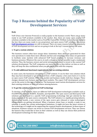 Top 3 Reasons behind the Popularity of VoIP Development Services