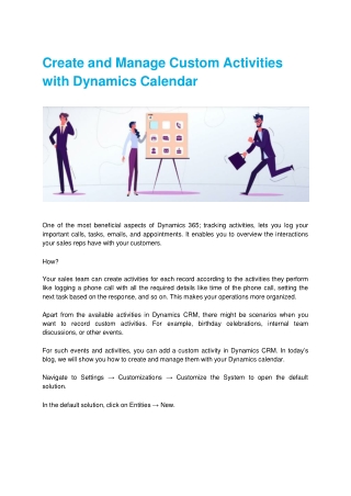 Create and Manage Custom Activities with Dynamics Calendar