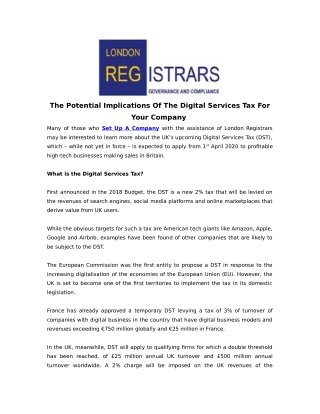 The Potential Implications Of The Digital Services Tax For Your Company