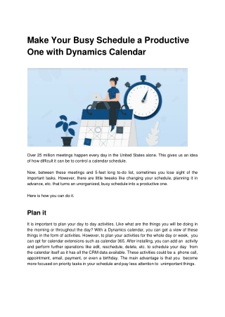 Make Your Busy Schedule a Productive One with Dynamics Calendar