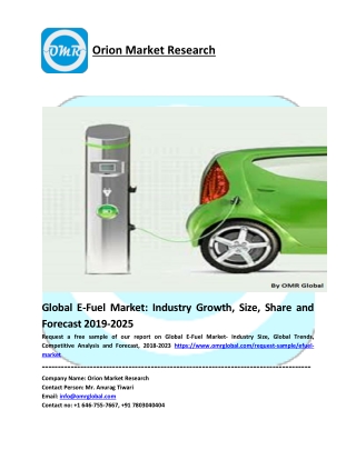 eFuel Market Industry Size, Global Trends, Competitive Analysis And Forecast, 2018-2023