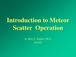 Introduction to Meteor Scatter  Operation