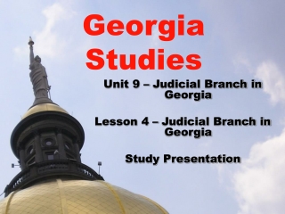 Unit 9 – Judicial Branch in Georgia Lesson 4 – Judicial Branch in Georgia Study Presentation