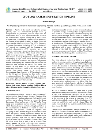 IRJET-  	  CFD Flow Analysis of Station Pipeline