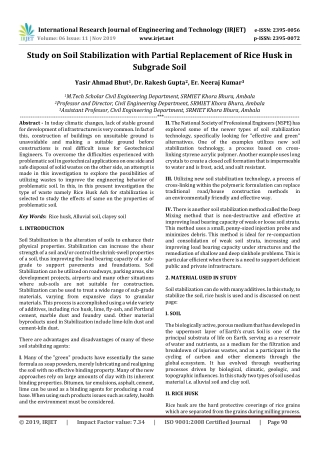 IRJET- Study on Soil Stabilization with Partial Replacement of Rice Husk in Subgrade Soil