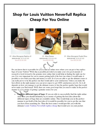 Shop for Louis Vuitton Neverfull Replica Cheap For You Online