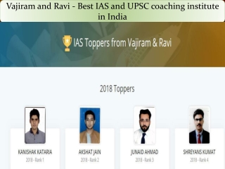 Vajiram and Ravi - Best IAS and UPSC coaching institute in India