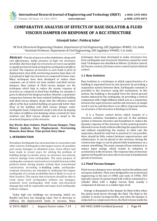 IRJET- Comparative Analysis of Effects of Base Isolator & Fluid Viscous Damper on Response of a RCC Structure