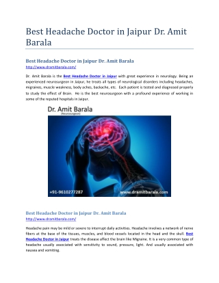Best Headache Doctor in Jaipur Dr. Amit Barala