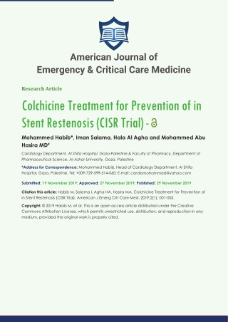 American Journal of Emergency & Critical Care Medicine