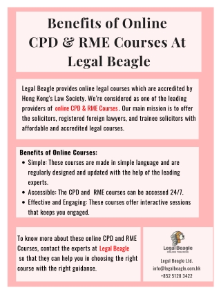 Benefits of Online CPD & RME Courses at Legal Beagle