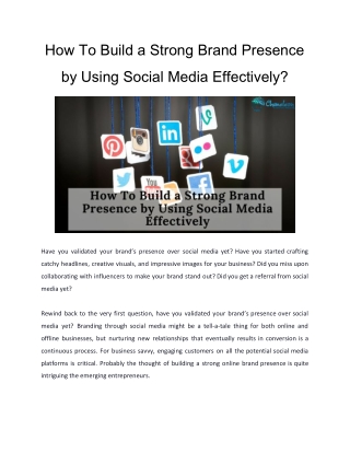 How To Build a Strong Brand Presence by Using Social Media Effectively