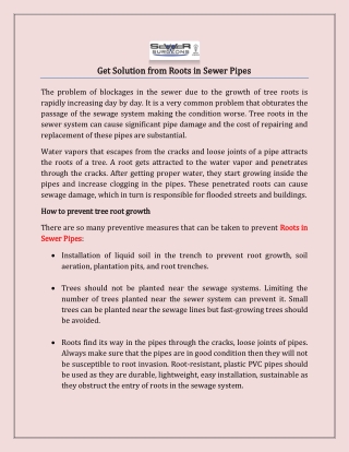 Get Solution from Roots in Sewer Pipes