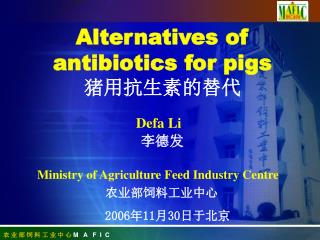 Alternatives of antibiotics for pigs 猪用抗生素的替代