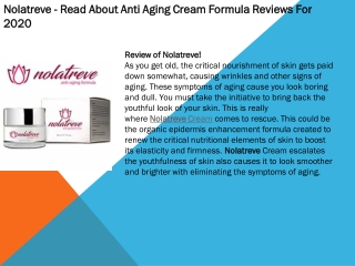 Nolatreve - Read About Anti Aging Cream Formula Reviews For 2020
