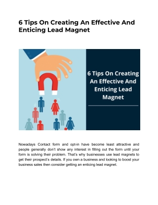 6 Tips On Creating An Effective And Enticing Lead Magnet