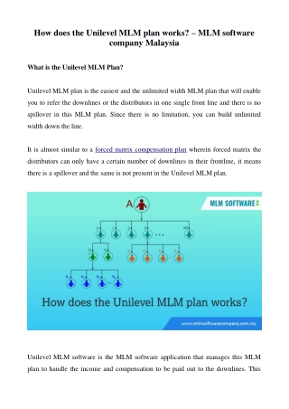 How does the Unilevel MLM plan works? – MLM software company Malaysia