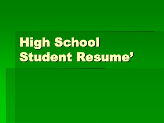 High School Student Resume’