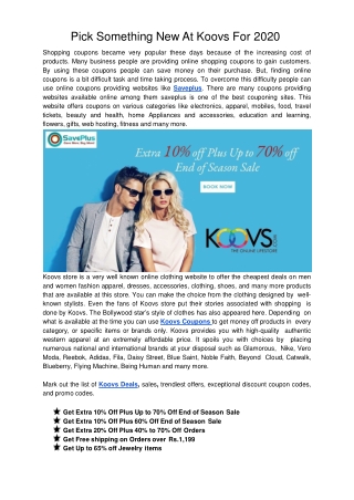 Pick Something New At Koovs For 2020