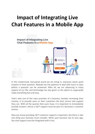 Impact of Integrating Live Chat Features in a Mobile App