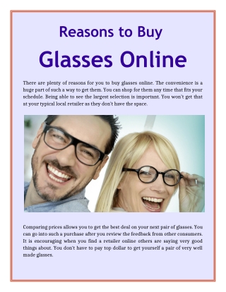 Reasons to Buy Glasses Online