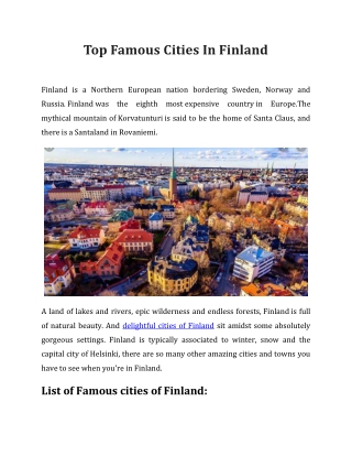 Top Famous Cities In Finland