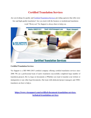 Certified Translation Services