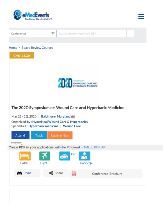 The 2020 Symposium on Wound Care and Hyperbaric Medicine,March 21 - 22, Baltimore