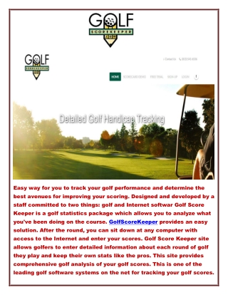 Golf Analysis Software of Your Golf Scores