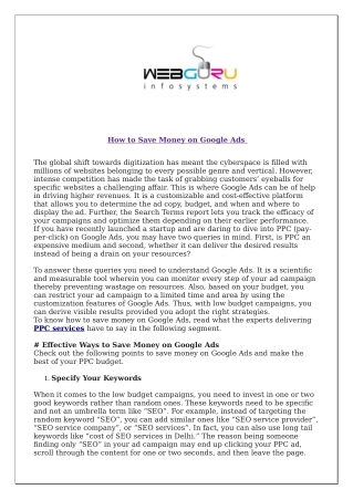 How to Save Money on Google Ads
