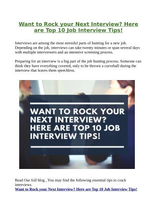 Want to Rock your Next Interview? Here are Top 10 Job Interview Tips!