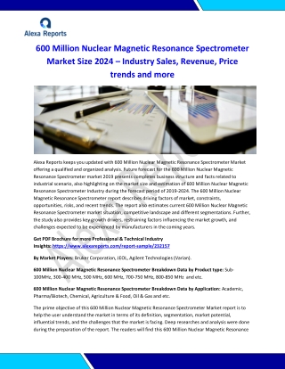 World 600 Million Nuclear Magnetic Resonance Spectrometer Market Research Report