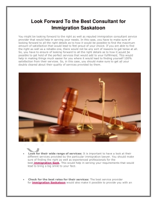 Look Forward To The Best Consultant For Immigration Saskatoon