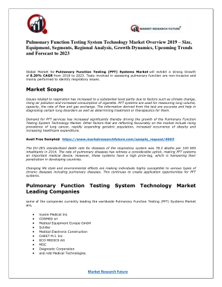 Pulmonary Function Testing System Technology Market 2020