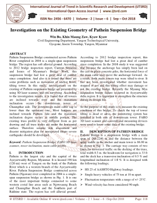 Investigation on the Existing Geometry of Pathein Suspension Bridge