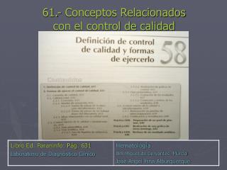 61.- Conceptos Relacionados con el control de calidad