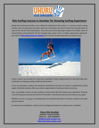 Kite Surfing Courses in Zanzibar for Amazing Surfing Experience