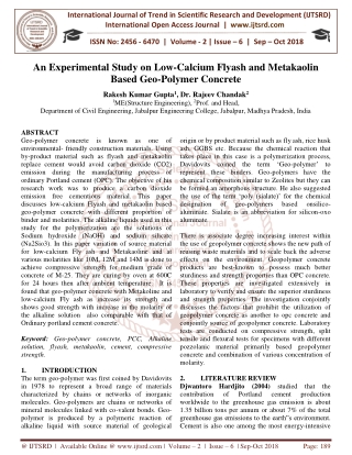 An Experimental Study on Low Calcium Flyash and Metakaolin Based Geo Polymer Concrete