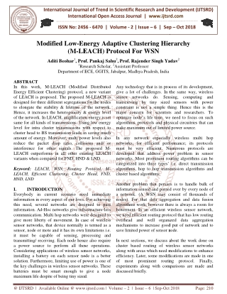 Modified Low Energy Adaptive Clustering Hierarchy M LEACH Protocol For WSN