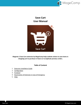 Magento 2 Save Cart Extension by MageComp