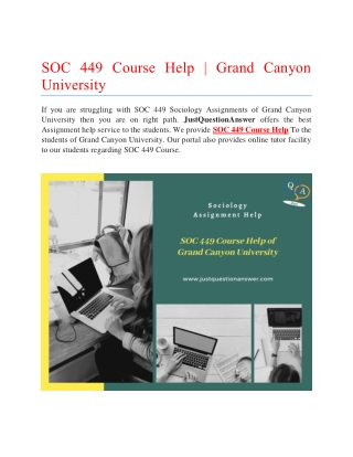 SOC 449 Course Help | Grand Canyon University