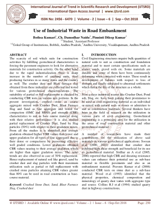 Use of Industrial Waste in Road Embankment