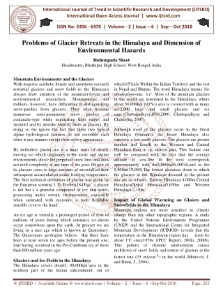 Problems of Glacier Retreats in the Himalaya and Dimension of Environmental Hazards