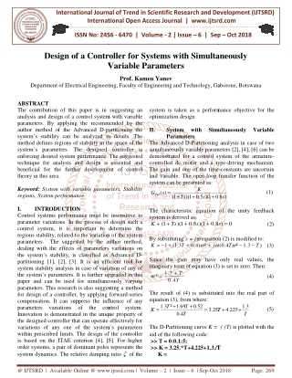 Design of a Controller for Systems with Simultaneously Variable Parameters