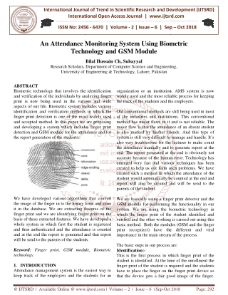 An Attendance Monitoring System Using Biometric Technology and GSM Module