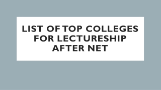 List of Top Colleges for Lectureship after NET Exam