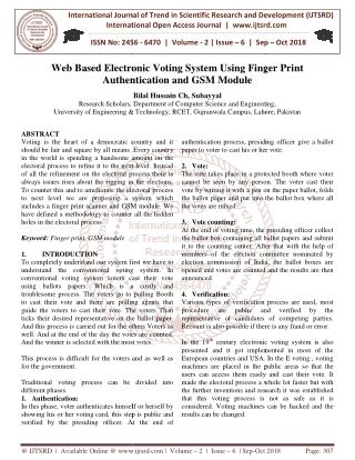 Web Based Electronic Voting System Using Finger Print Authentication and GSM Module