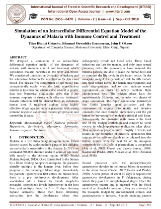 Simulation of an Intracellular Differential Equation Model of the Dynamics of Malaria with Immune Control and Treatment