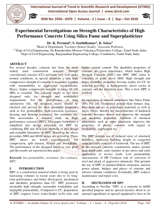 Experimental Investigations on Strength Characteristics of High Performance Concrete Using Silica Fume and Superplastici