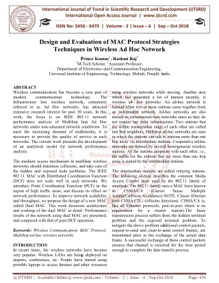 Design and Evaluation of MAC Protocol Strategies Techniques in Wireless Ad Hoc Network